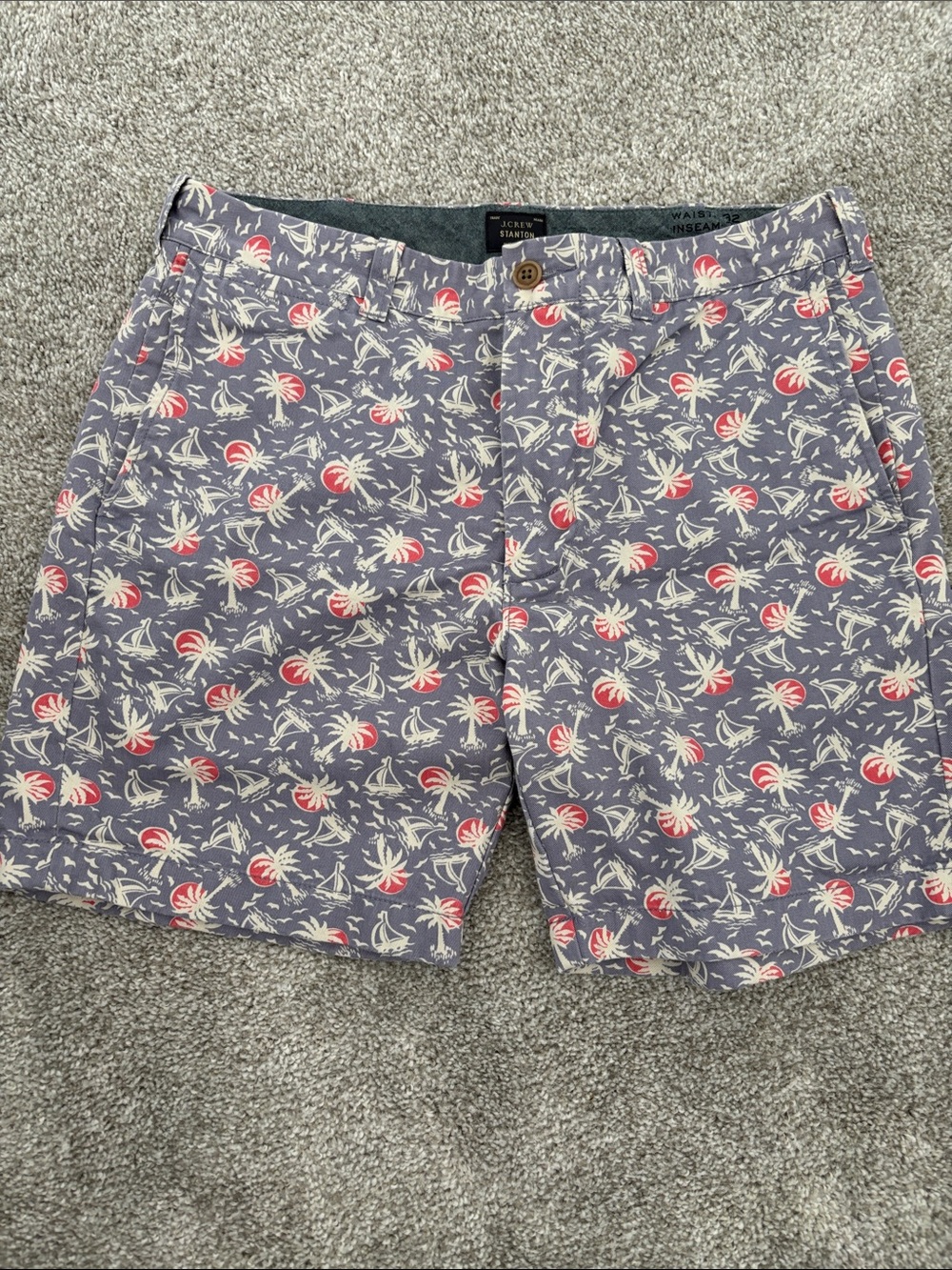 J. Crew Blue Palm-Print Flat Front Men’s Shorts
